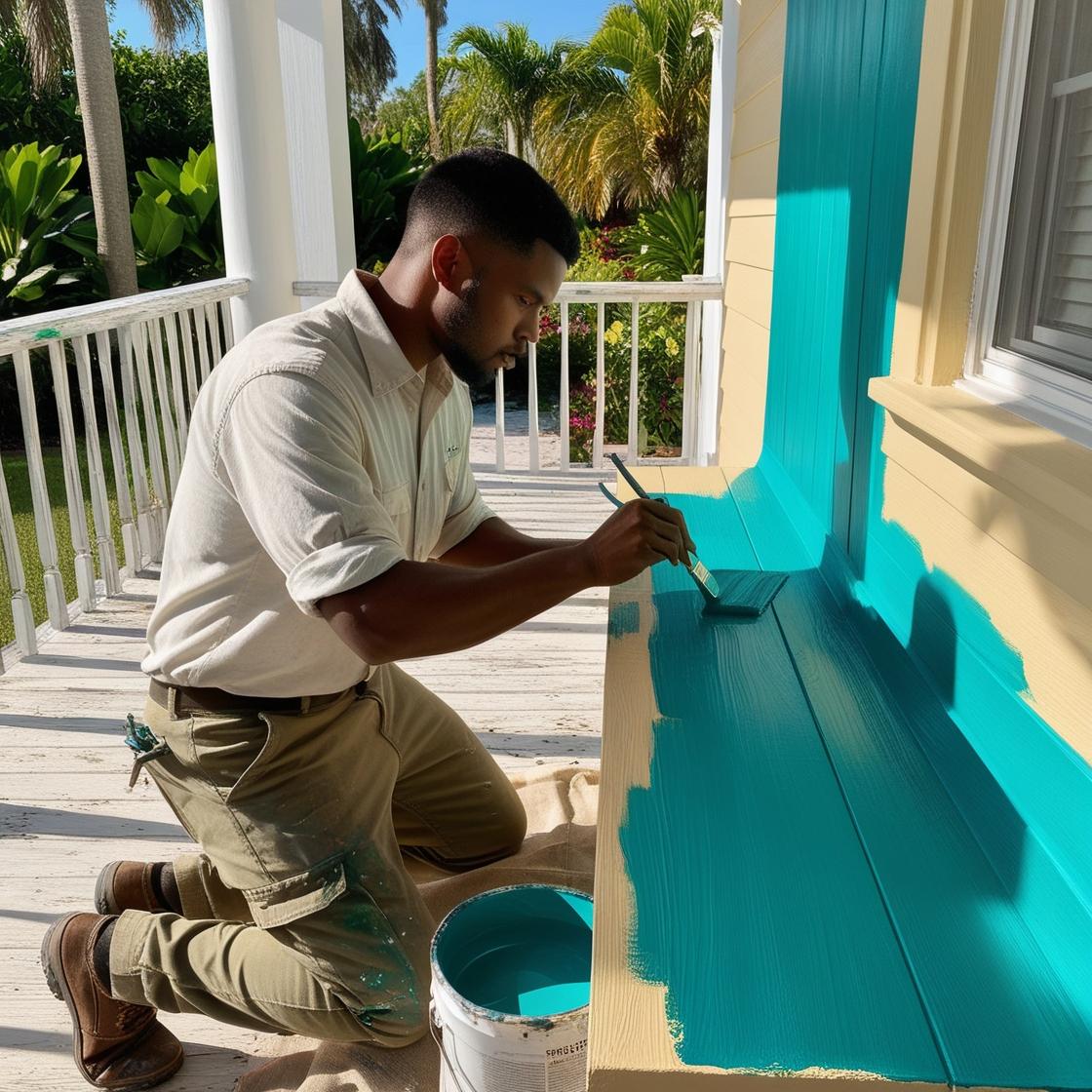a professional painter painting the patio in south florida